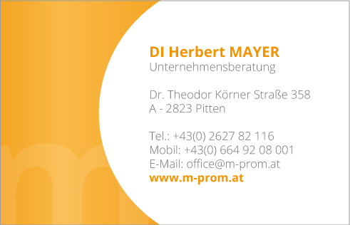 Visitenkarte m-prom Consulting DI Herbert Mayer